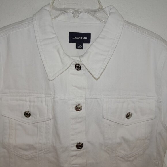 J. Crew Denim Jacket Women's Plus Size 2X White Classic Button - Picture 2 of 7